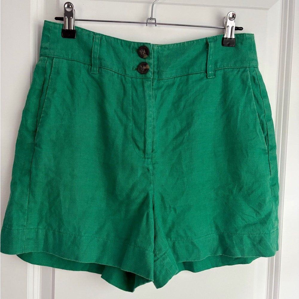 Boden Emerald Green High-Waist Shorts